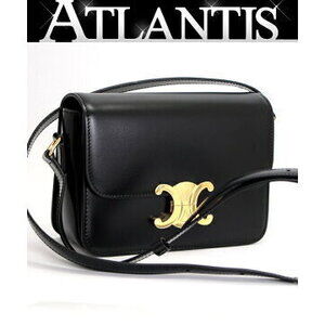 Celine Teen Triomphe Shoulder Bag Black Leather GG